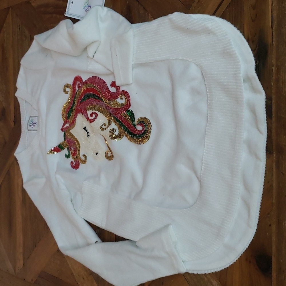 Beautiful sequin Unicorn holiday fleece top